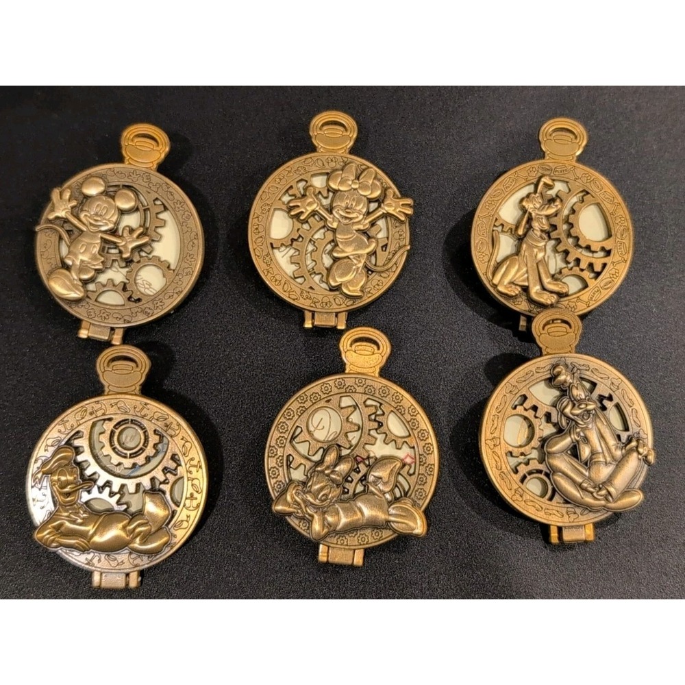 Disney Mickey & Friends Pocket Watch Blind Hinge Enamel Pin Complete Set!